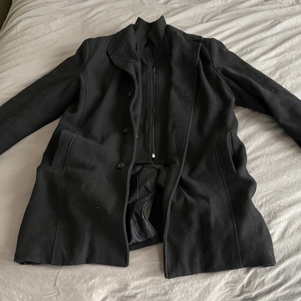 Black Label Men's Black Pea Coat